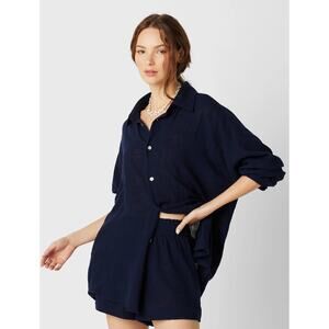 The Lady and The Sailor Gauze Sunday Shirt Blouse Navy Small Buttondown